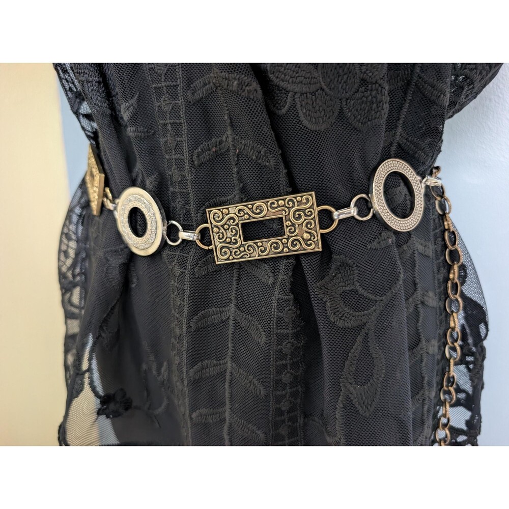 Vintage Mixed Metal Chain Belt; 80s Belt